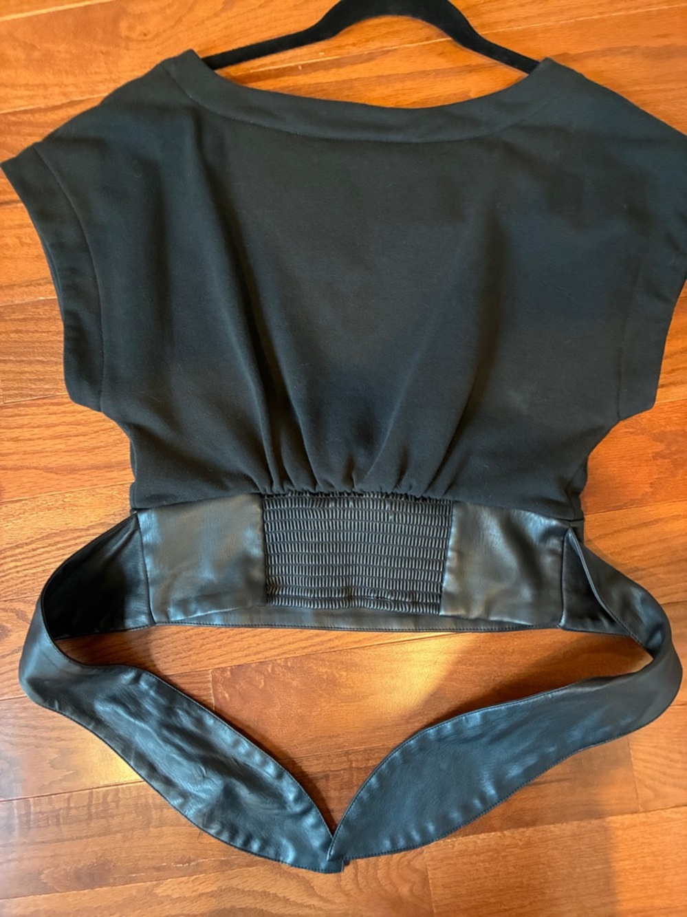 Anthropologie top with faux leather - Picture 3 of 6